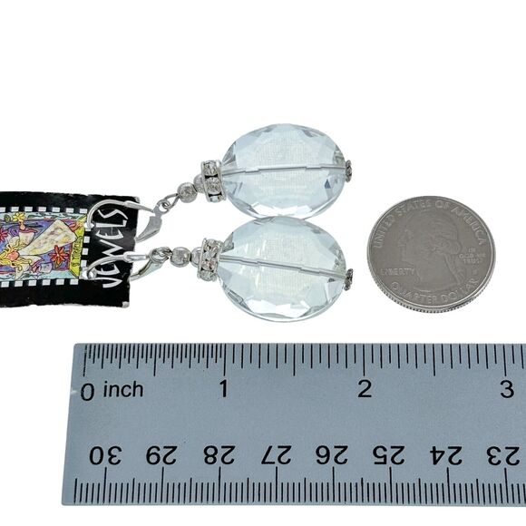 Angelic Jewels Sterling Silver 925 Faceted Glass Rhinestone Dangle Earrings - Picture 6 of 6